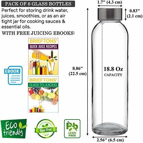 Botellas De Agua Brieftons De Vidrio Borosilicato Con Tapas: