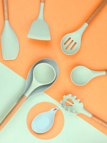 Set De 12 Utensilios De Silicona Para La Cocina Color Multicolor