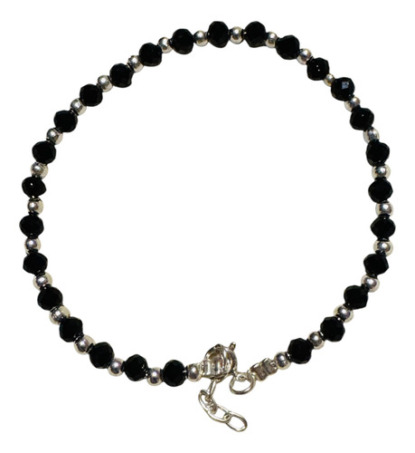 Pulsera Premium De Plata 925 Y Cristales - Make A Wish Negro 7 Cm 20 Cm