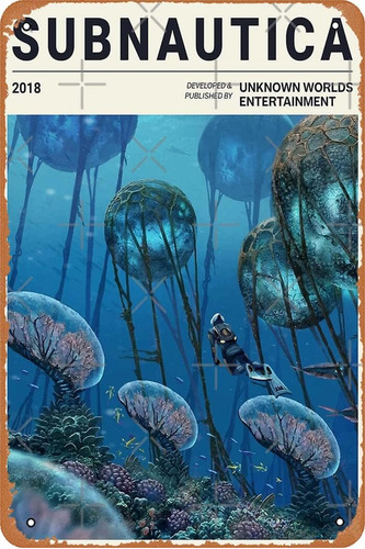 Subnautica-póster De Grand Reef, Cartel De Metal Retro Vinta