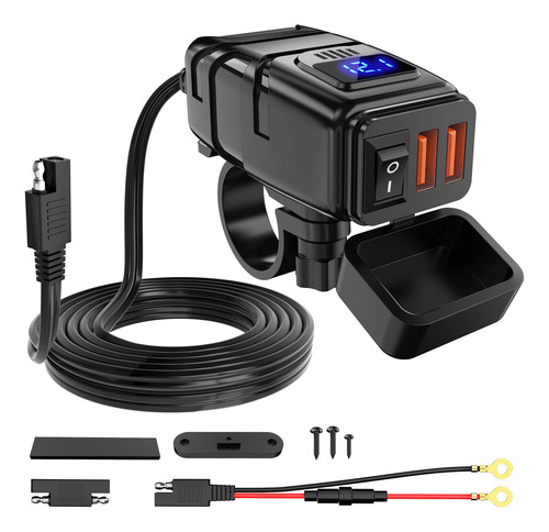 Cargador De Motocicleta Nilight 12 V Con Usb Y Voltímetro