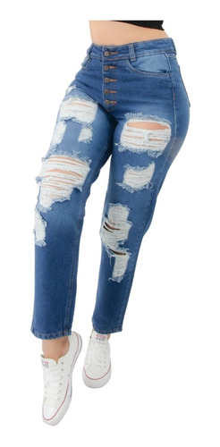 Jeans Mom Mezclilla Suave Rígida Michaelo Jeans Ref6494-02