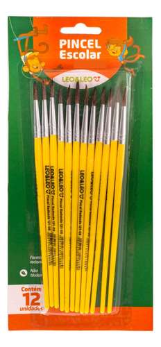 12 Pinceis Redondo N° 08 Artesanato Pintura Linha Amarela