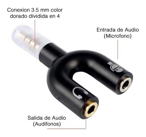 Imagen 3 de 6 de Adaptador Audio Auriculares Microfono Ficha Jack Pc Ps4