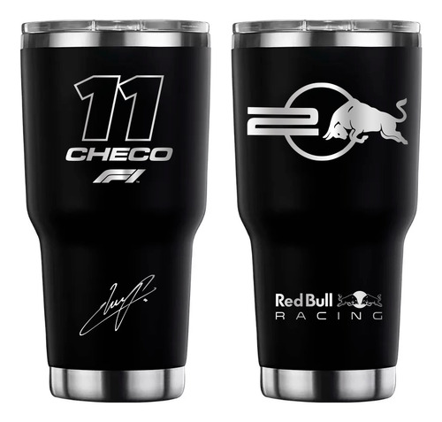 Checo Perez 2024 F1 Rb20 Termo 30 Oz Vaso Térmico Negro