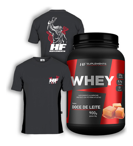 Whey Protein Doce De Leite + Camiseta Dry Fit Hf Suplements Sabor Baby Look G