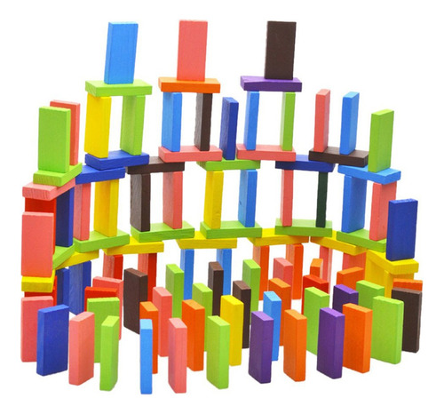 Juego De 120 Piezas Domino Toys Coloridos Bloques De Madera
