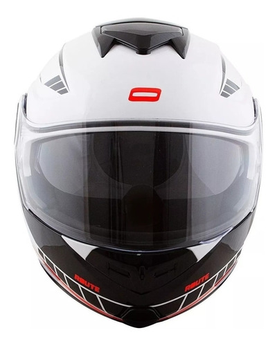 Capacete para moto  escamoteável Norisk  FF345 Route  branco, preto e vermelho motion tamanho 58 