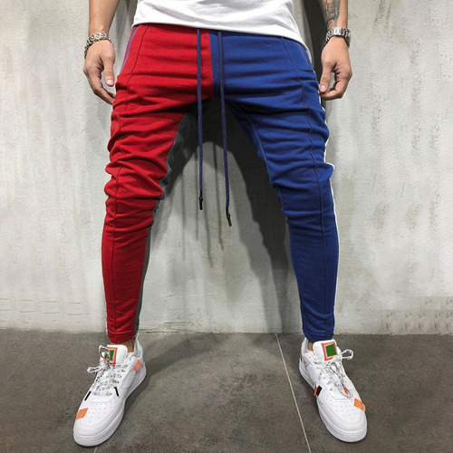 Pantalones De Chándal Sueltos De Color Patchwork Liso Para H 