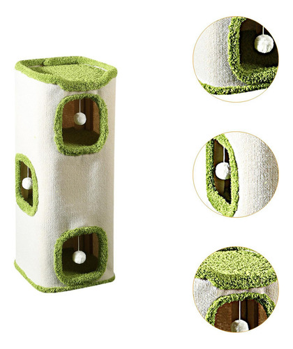 Cama For Gatos Tipo Cueva, Nido Suave Con Bola, Triple Capa
