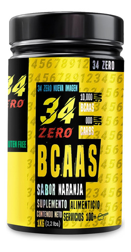 Aminoácidos Polvo Bcaas 34 Zero 1 Kg Sabores 100 Servicios Sabor Naranja