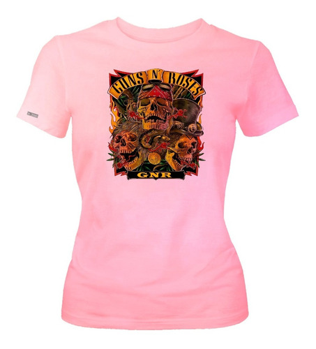 Camiseta Guns N Roses Calavera Planta Cráneo Rock Mujer Ikrd