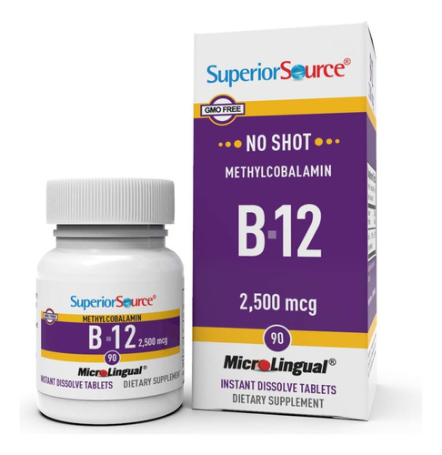 Vitamina B12 Sublingual 2500 Mcg Superior Source 90 Tabletas