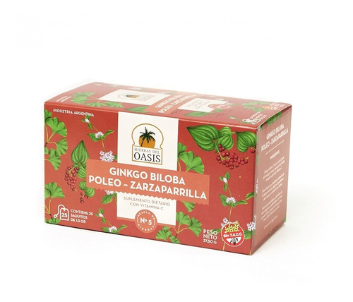 Imagen 2 de 3 de Té Hierbas Del Oasis Mezcla N5 Circulatorio Pack X 3 Cajas