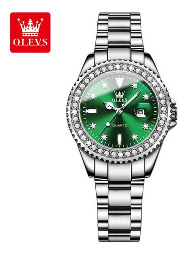 Relógios Femininos De Luxo Com Diamantes Luminosos Olevs Cor Da Correia Stainless