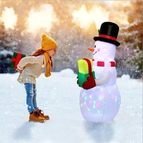Lazhu Boneco De Neve De Natal Luminoso Inflável De Decoração