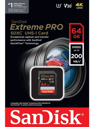 Memoria Sandisk Xtreme Pro 64gb 4k Profesional Sdcx Uhs-i 
