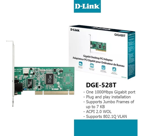 Tarjeta Red Gigabit D-link Dge-528t Pci + Low Profile 