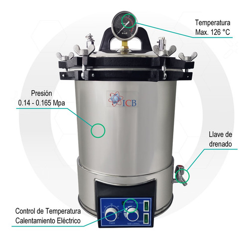 Autoclave Esterilizador De Vapor Para Laboratorio De 18lts