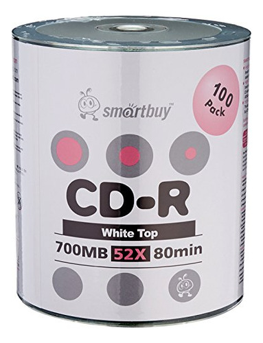 Smartbuy 100-disc 700mb/80min 52x Cd-r Top Blanco Top Data R
