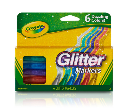 Set De 6 Marcadores Glitter Crayola No-tóxico Colores