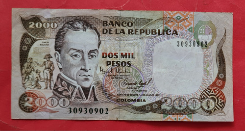 Billete Dos Mil Pesos 1993.