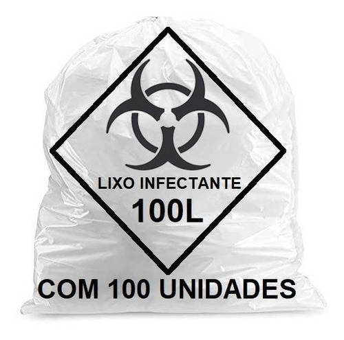 Saco De Lixo Infectante 100 Litros Branco 100 Unid Plastico