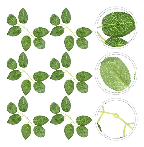 S Hojas Verdes Artificiales Hojas De Flor De Rosa Falsa
