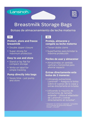 Bolsas Almacenamiento Leche Materna Lansinoh 2x100 Unidades