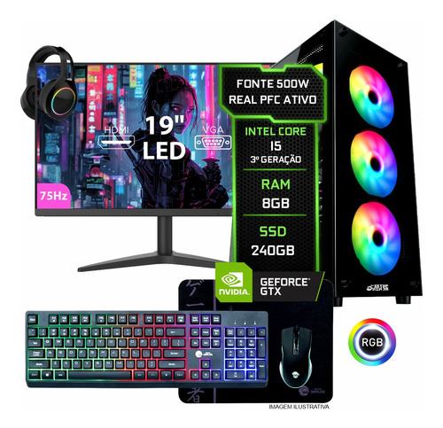 Pc Gamer Completo Intel I5, 8gb Ram, Ssd 240gb, Video 1gb