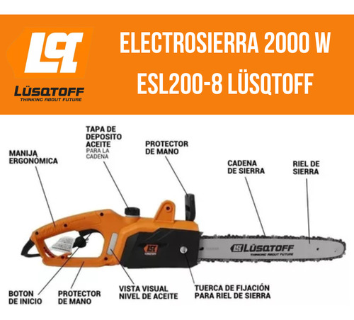 Electrosierra Motosierra Lusqtoff 2000 W Espada 40cm 5500rpm