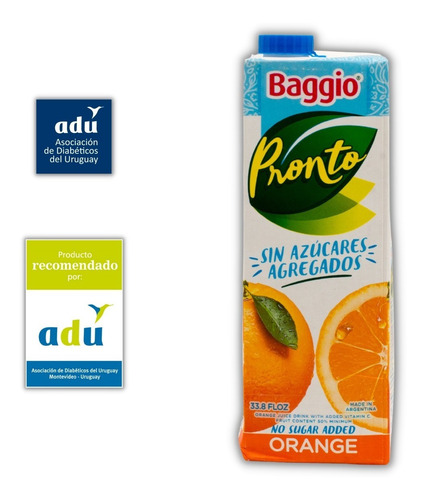 Imagen 3 de 5 de Jugo Baggio 1 Litro Sku.1106 Sello Adu - Diabetes