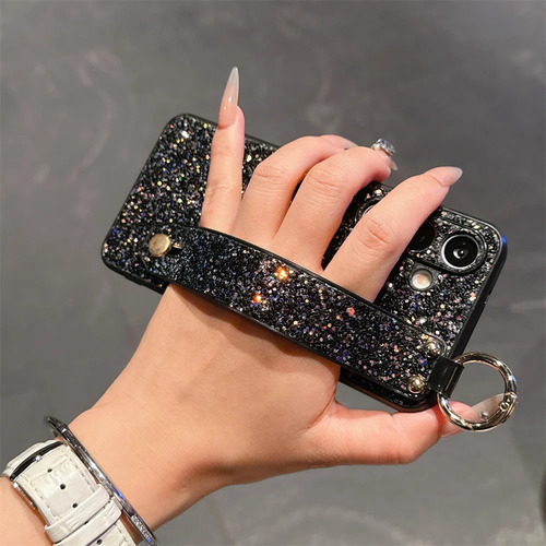 Funda De Piel Flash Diamond Con Correa De Muñeca Con Forma De Anillo Para Samsung Galaxy S25 S24 Ultra S23 S22 S21 Plus, Carcasa Dura C