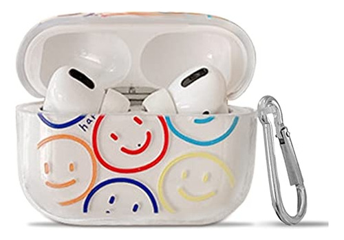 Cute Airpod Pro Clear Case With Keychain, Cartoon Smile...