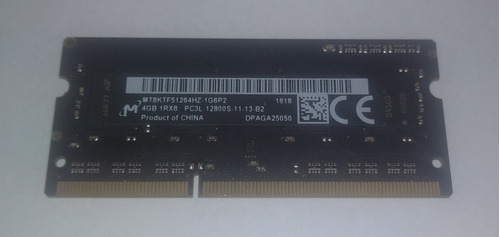 Memorias Ram Micron 4 Gb Ddr3 Pc3-12800 1600mhz Laptop Usada