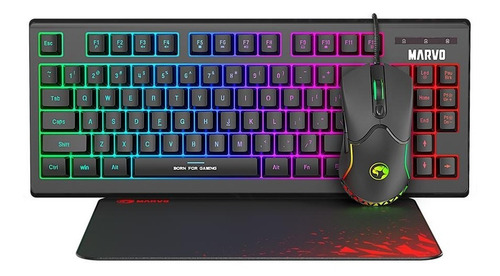 Imagen 1 de 2 de Combo Gamer 3 En 1 Marvo Cm310 Teclado Mouse Pad Rainbow Rgb