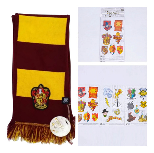 Bufanda Harry Potter Oficial Combo + Set Sticker Gryffindor Combo Bufanda Mas Stickers