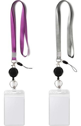 2 Pack Id Id Badge Toters Con Corradores Purple Y Cortã...