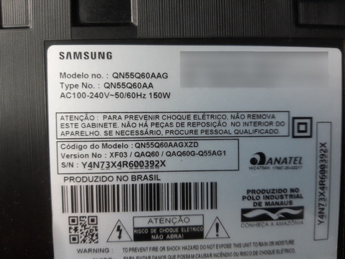 Principal Samsung Qn55q60a Bn14-02844a Com Imagens Esta 100% (Usado)