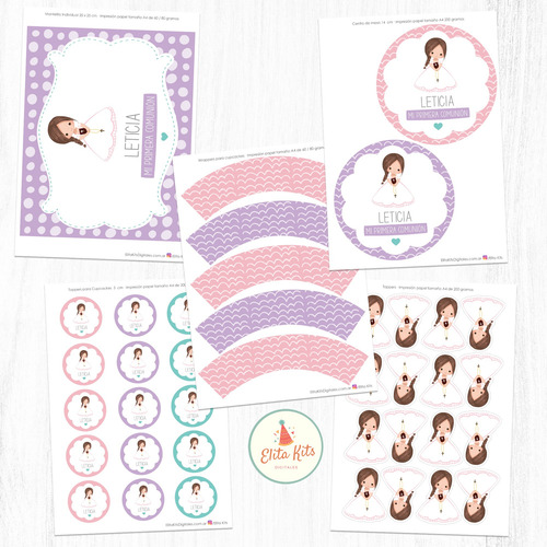 Kit Imprimible Comunión Confirmación Niña, Personalizado