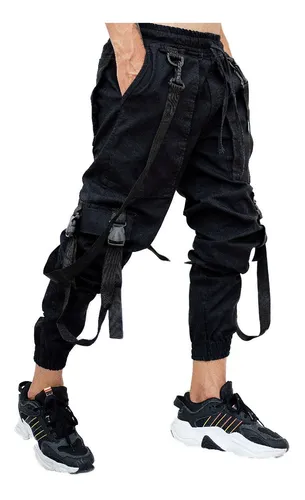 comprar Calça Cargo Jogger Skate Hip Hop Tic Tok Com Corrente E Fita