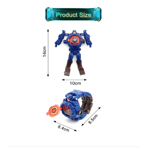 Reloj Spiderman Hulk Ironman Convertible Robot Proyeccion