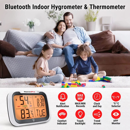 Imagen 2 de 7 de Termómetro Higrómetro Digital Bluetooth Thermopro Tp393 Usb