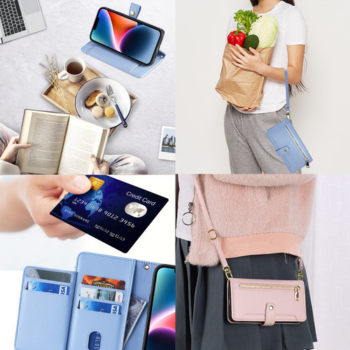 Funda De Cuero Para iPhone Carcasa De Bolsa Con 2 Correa