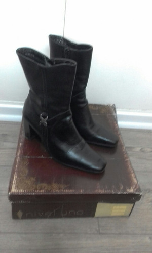 Botas Cuero Vac. Mujer 36 Taco Madera Suela Febo.comonuevas!