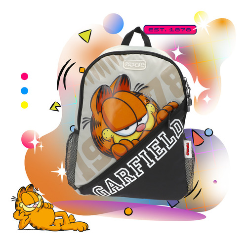 Mochila Garfield Gris Juvenil Casual Gris Edición Limitada