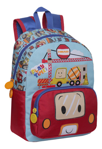 Mochila Infantil Pop Trucks Celeste Head