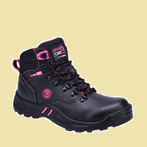 Bota Trabajo Industrial Dama De Piel Casco Antiderrapantes 