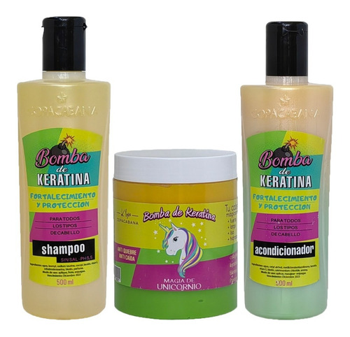 Kit Shampoo + Acondicionador + Crema Bomba Keratina