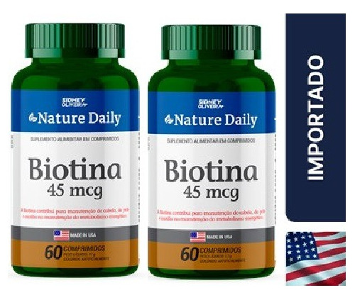 2 Biotina 45mcg Made In Usa Nature 120comprs Sidney Oliveira Sabor Sem sabor